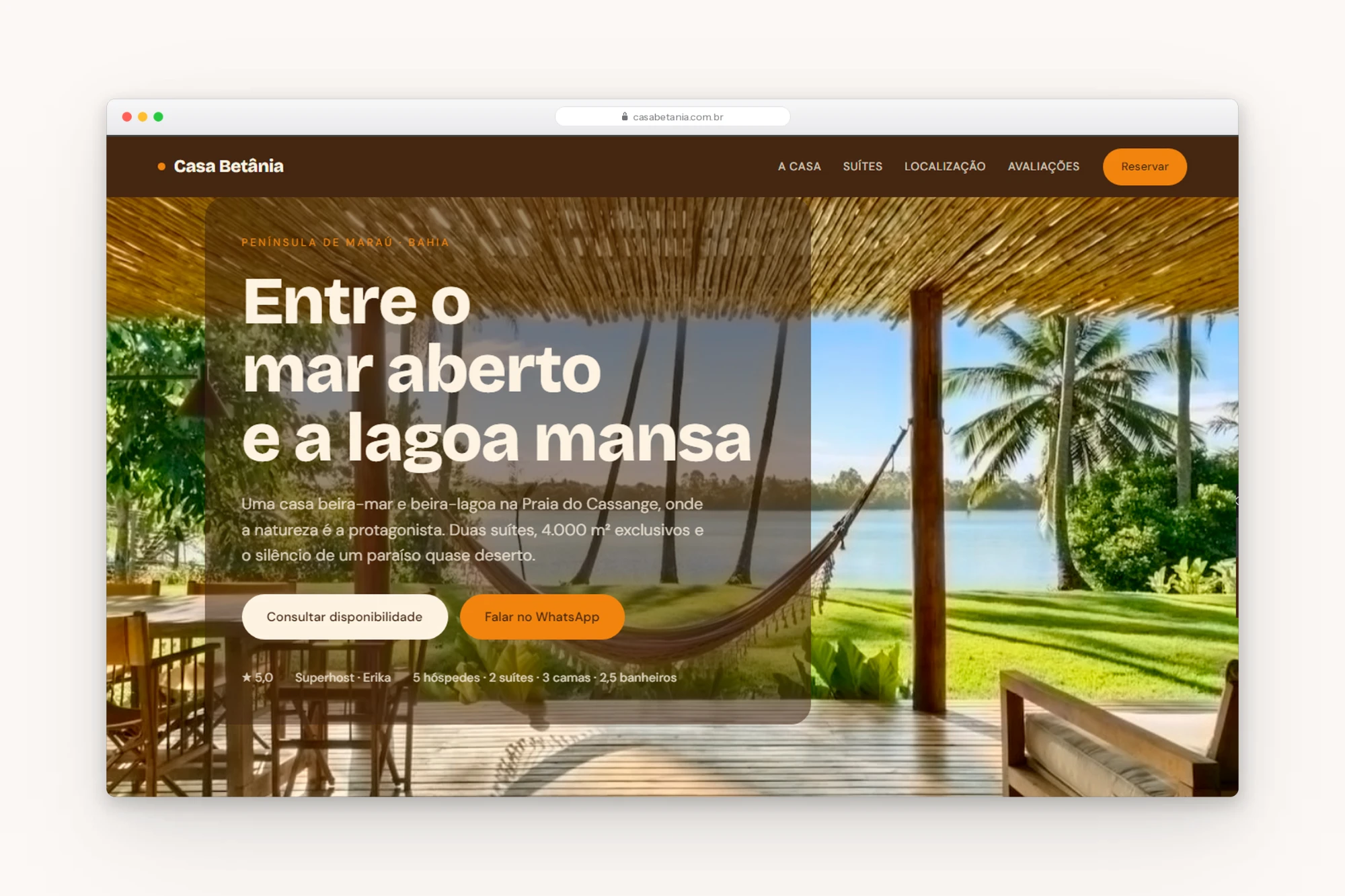 Site do conceito Casa Betânia