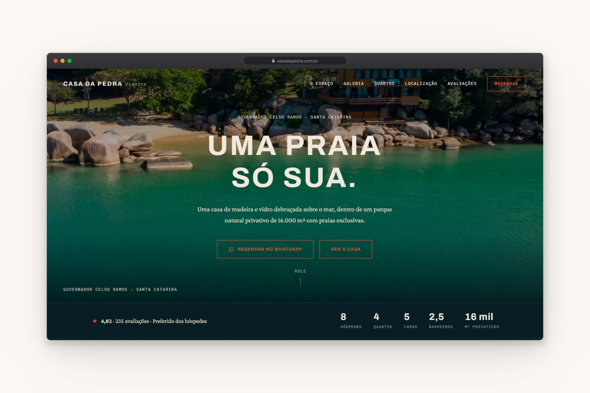 Site do conceito Casa da Pedra Floripa