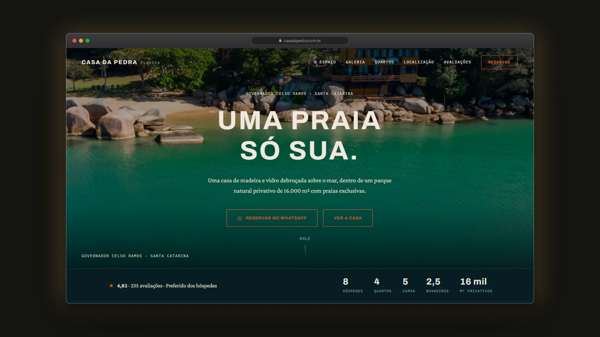 Casa da Pedra Floripa — versão em tema escuro